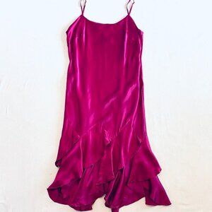 NWT Papell Boutique Evening pink midi corkscrew dress 100% silk Women's 14